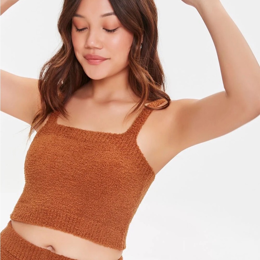 Forever 21 Fuzzy Knit Cropped Cami Tank